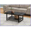 Stratifié industriel industriel noir Table basse en métal pour le salon - tablette fixe, pieds robustes-1585968711