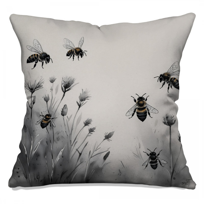 Coussins Bees On Wildflowers, 18 x 18 pouces