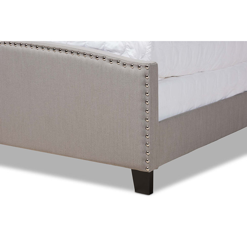 Upholstered Standard Bed, King, Gray/Black