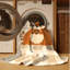 Tapis abstrait moderne et contemporain lavable à la machine Myrtlewood Thanksgiving en beige - reliure beige-668696513
