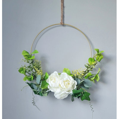 Demi-couronne d'eucalyptus rose 16 po