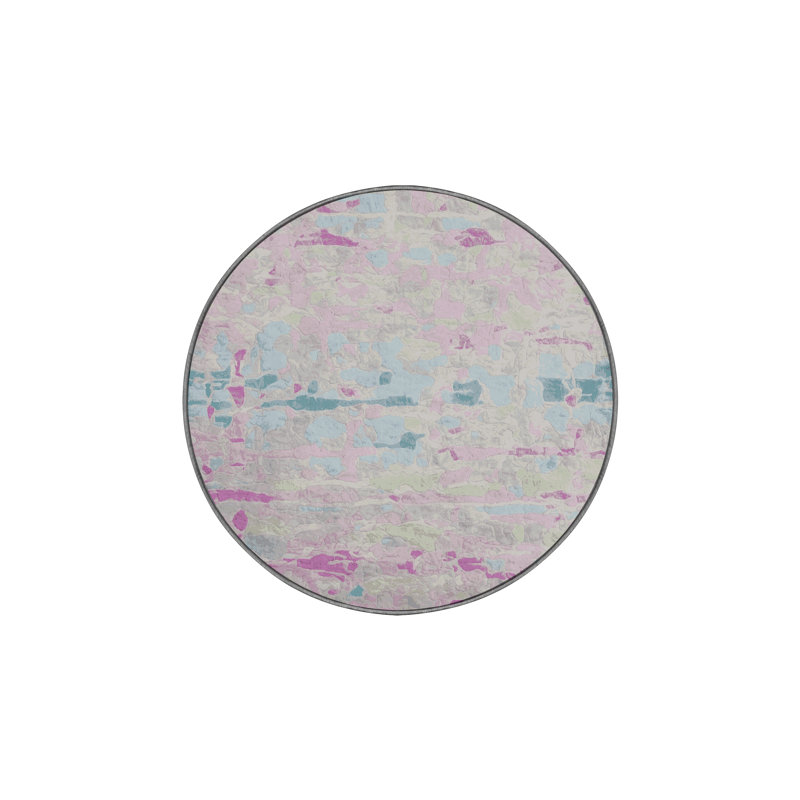 Tapis gris lavable à la machine, Rond 8 pi