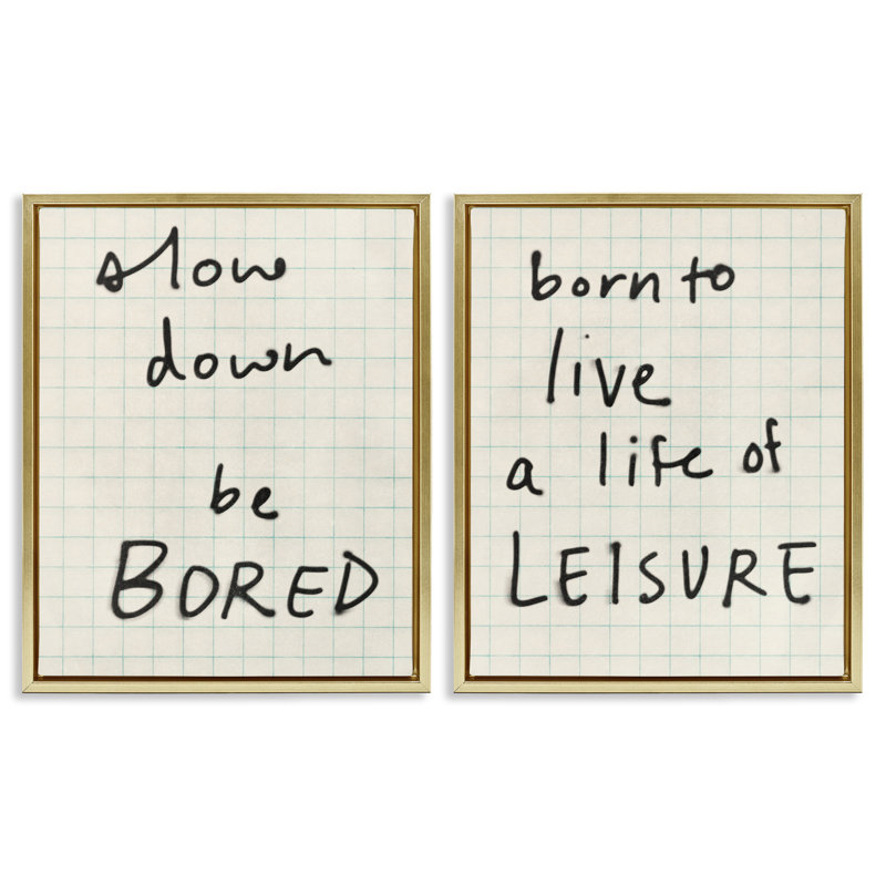 Ensemble de 2 toiles flottantes Leisure Life Be Bored, design par Victoria Barnes, H 31 po x l 25 po