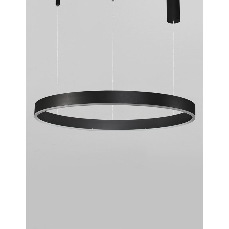 1 - Light LED Single Pendant, 5.5cm H x 80cm W x 80cm D, Black