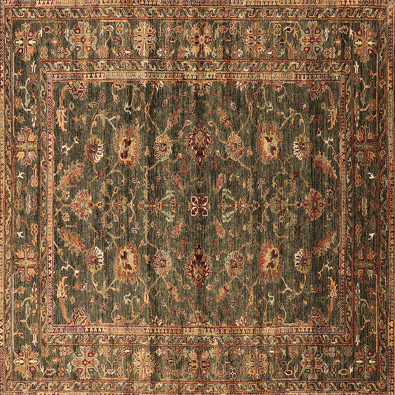 Tapis brun lavable à la machine Manbir, Carré 7 pi
