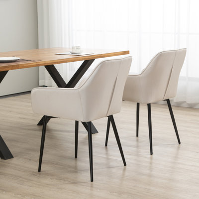 Ensemble de 2 chaises de salle à manger rembourrées avec pieds en métal