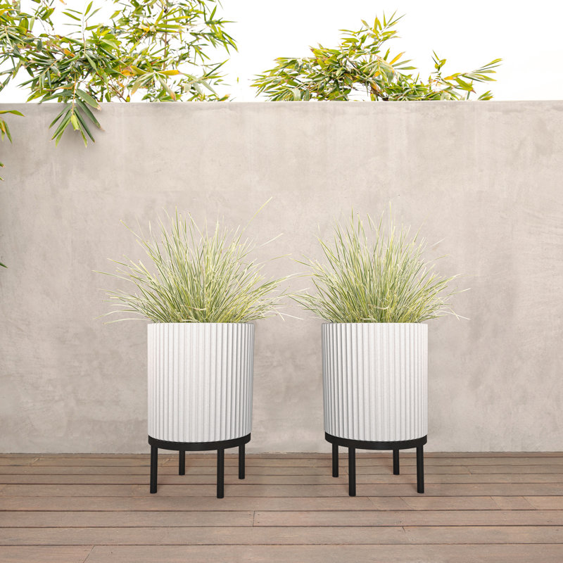 Jardinière Demi Series avec support, 2, Blanc/Noir, H 22 po x l 14,75 po x P 14,75 po