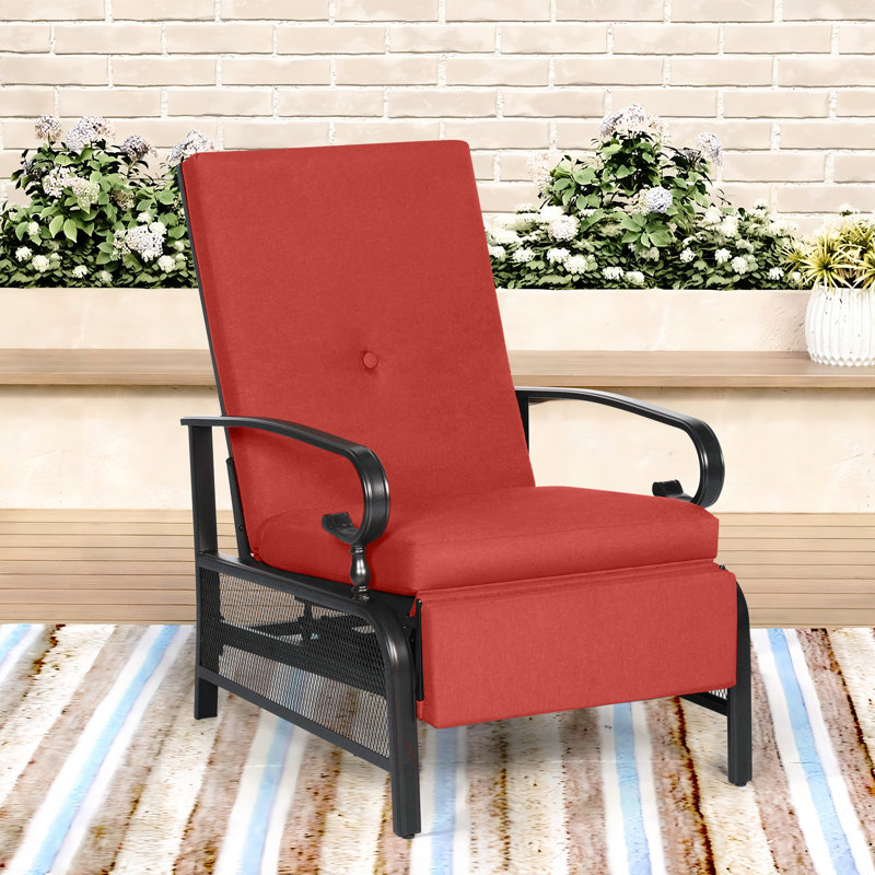 Chaise de patio inclinable avec coussins Baldewijn, Rouge