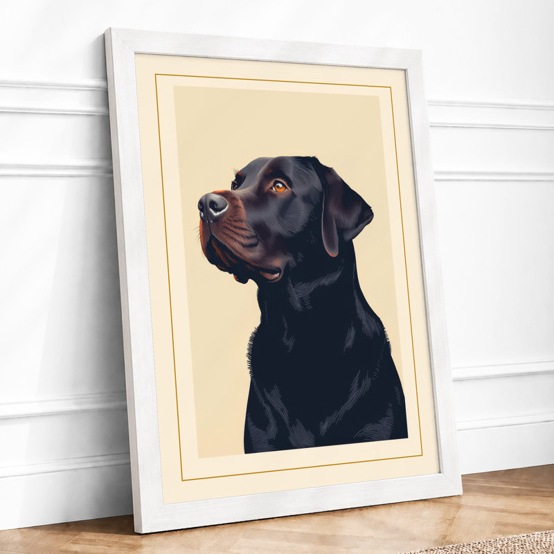 Noble Labrador Portrait Modern - Framed Print, A1 - 84.1 x 59.4 cm, White