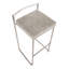 Tabouret de bar contemporain empilable avec coussin en tissu Cowboy gris clair et structure en acier inoxydable - ensemble de 2