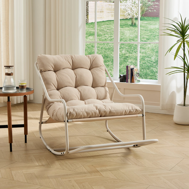 Chaise avec cadre en acier européen et coussin épais et doux, Beige