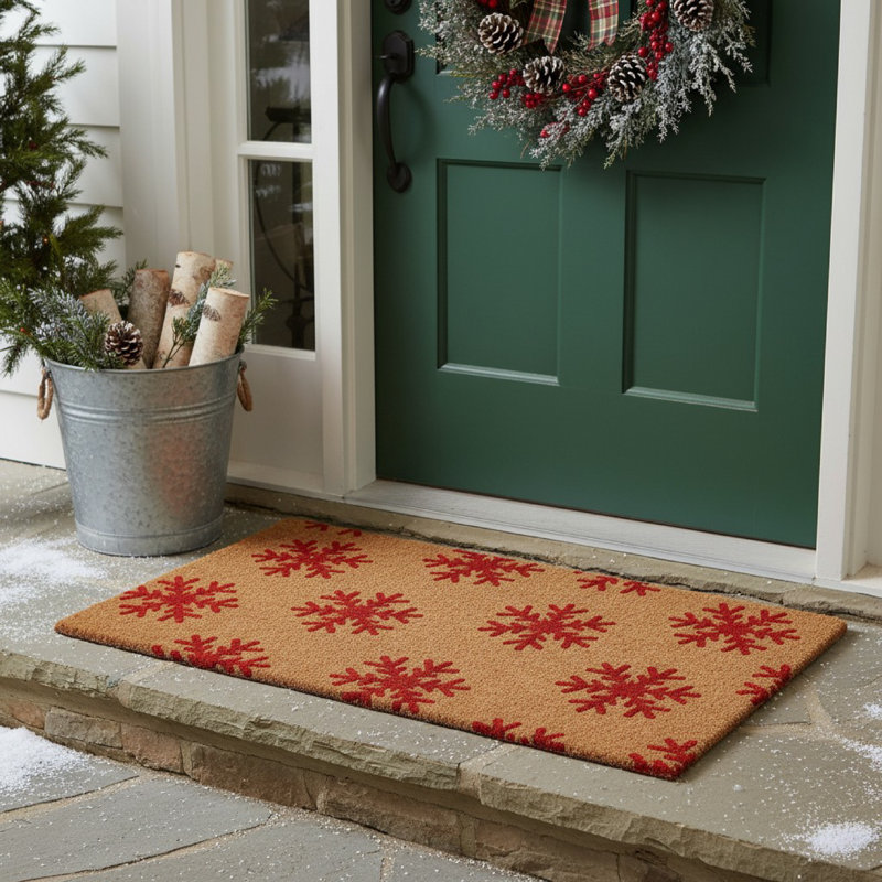 Paillasson coloré flocon de neige, Rouge / Brun, L 24 po x L 36 po