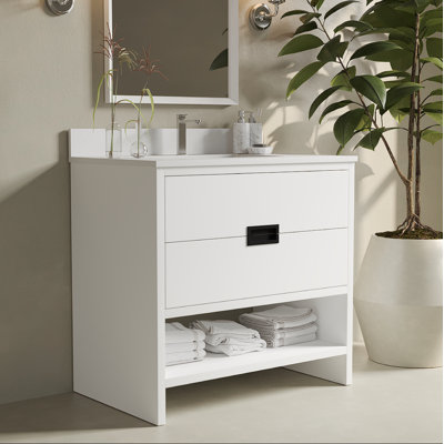 Meuble-lavabo simple 36 po avec comptoir en quartz Urav