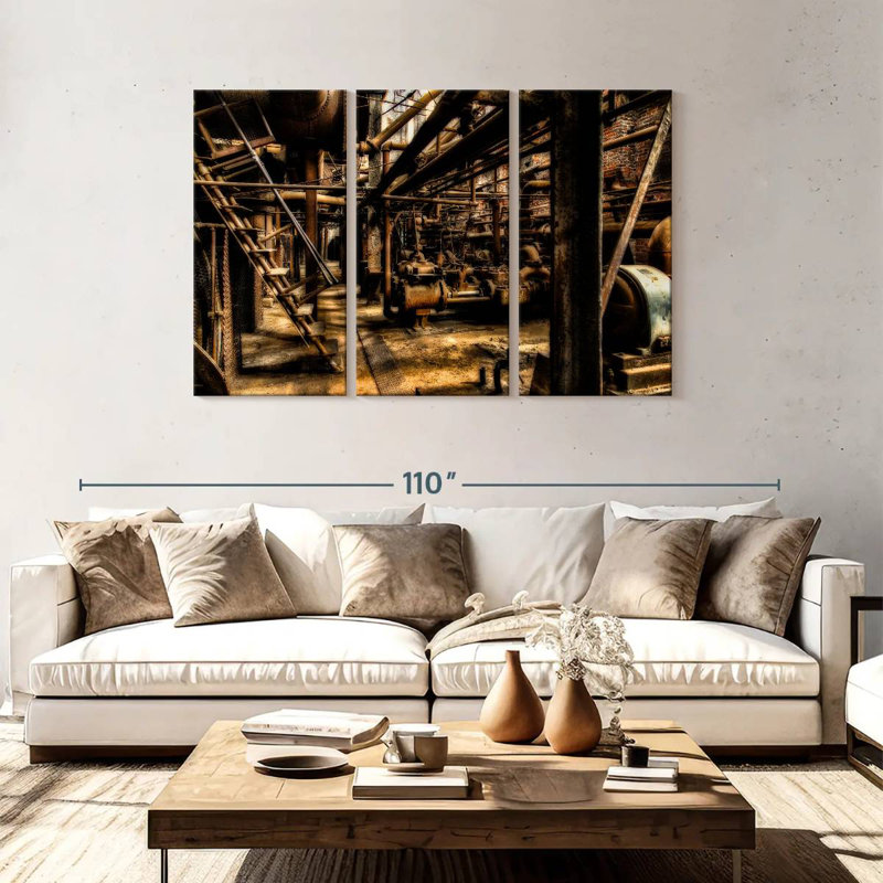Lilie Grunge Steel Factory, H 48 po x l 74 po