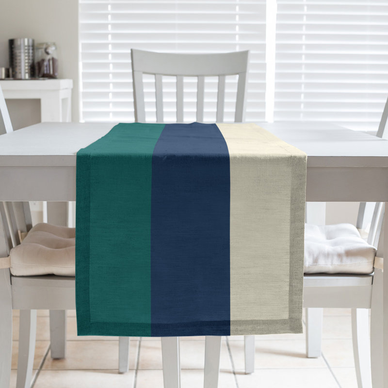 Chemin de table Seattle, 72 po x 16 po, Vert nord-ouest / bleu marine / crème, San Francisco