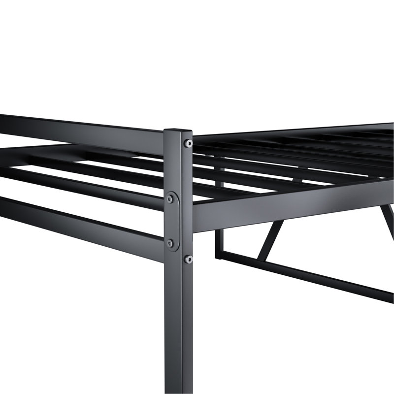 Structure de lit plateforme en métal avec tête de lit, lit simple - solide, sans sommier, tête de lit simple avec lit de repos calme et repos nocturne