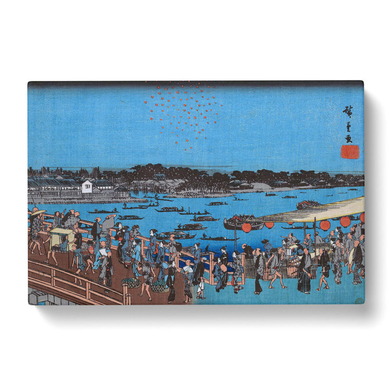 Ryogoku Hanabi No Zu by Utagawa Hiroshige - Wrapped Canvas Print, 50cm H x 76cm W x 3cm D