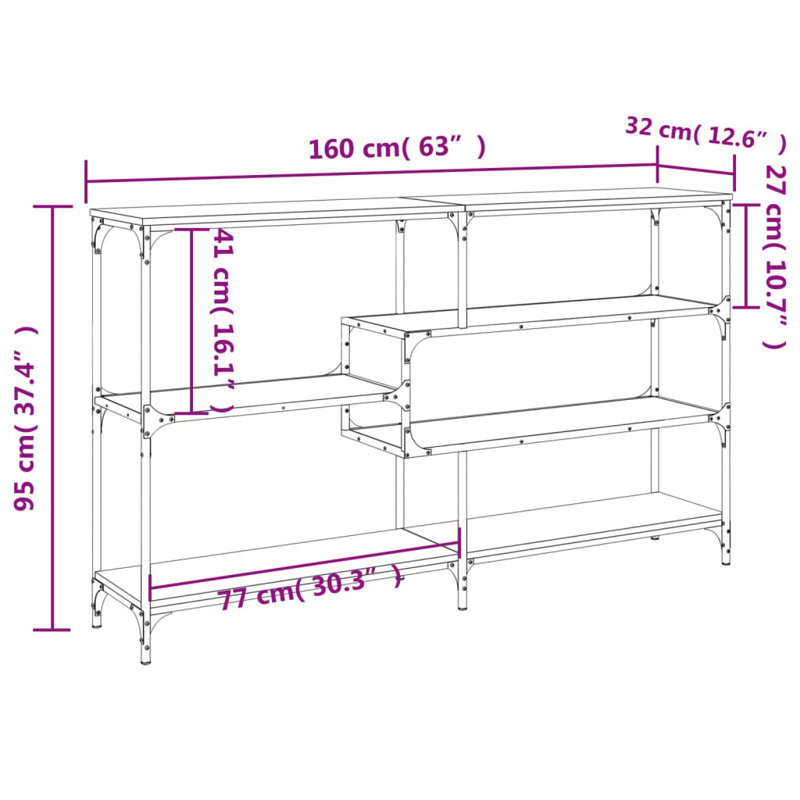 Console Table, 95cm H x 160cm W x 32cm D, Grey Sonoma