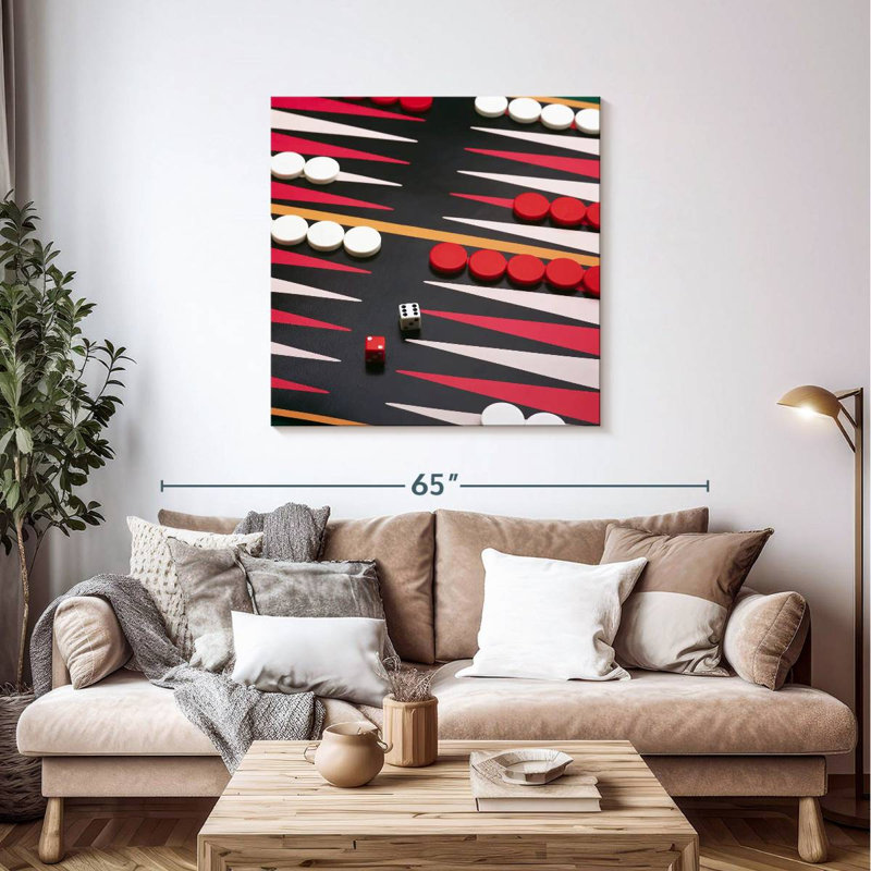 Senne Playing Backgammon, 39" H x 39" W