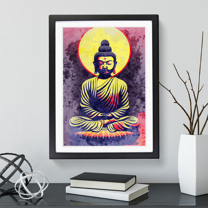 Mind Blowing Buddha - Framed Print, Black, 64cm H x 46cm W x 2cm D