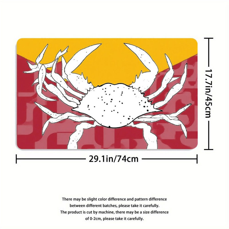 Ensemble de 3 tapis de salle de bain rouge et jaune crabe pour salle de bain, maison de vacances en bord de mer