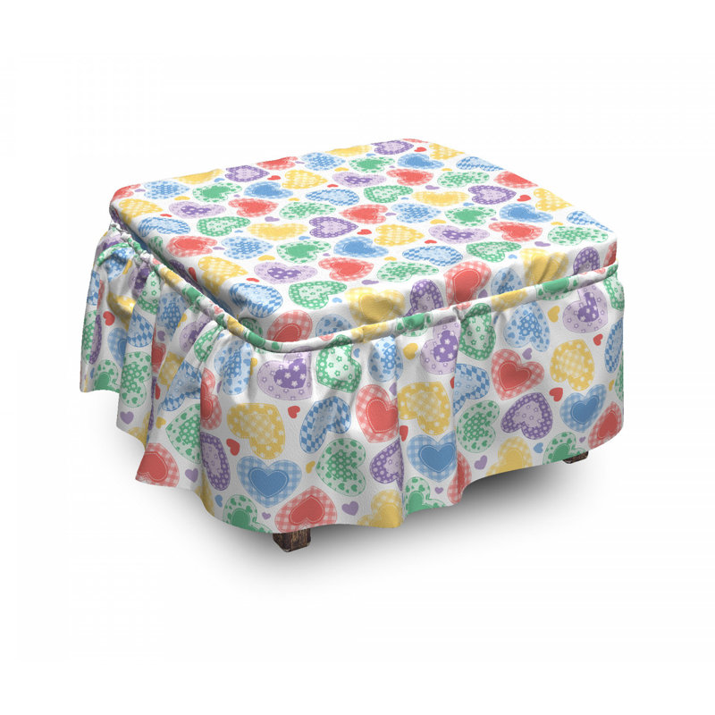 Ensemble de housse pour repose-pieds coussin de boîte 2 pièces love patchwork hearts
