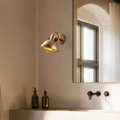 Gold Wall Lamp, Metal Body, 6.3 x 10.6 x 7.9 inches | Ø6.3 inches Cap, Ø3.9 inches Base Plate | Socket Type: 1 x E14 Max 40 W (Bulb Not Included) | Elegant Lighting for Home Décor, IP20 Rated