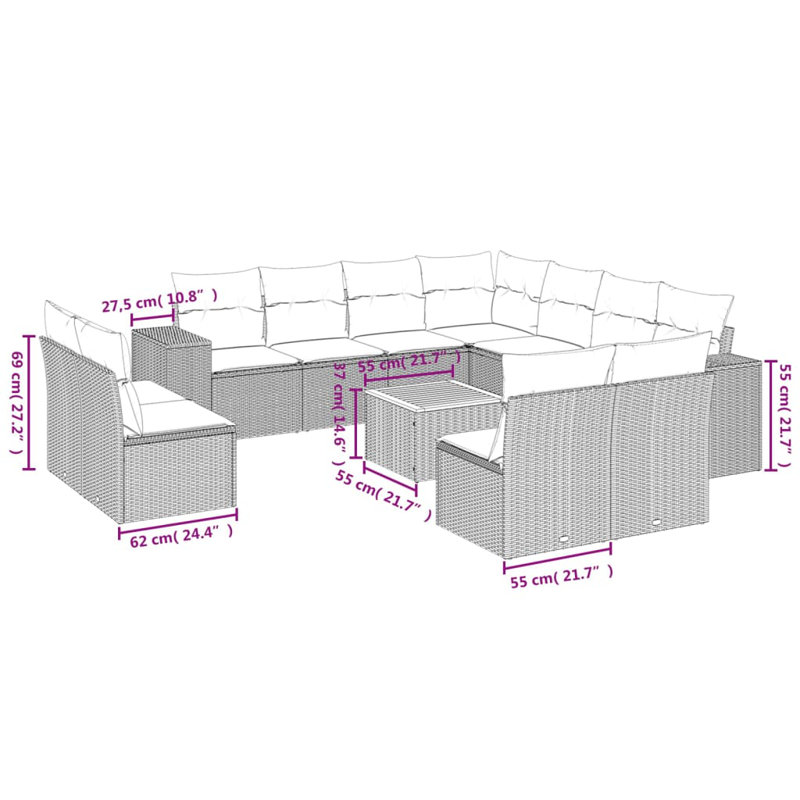  Garden Sofa Set Grey