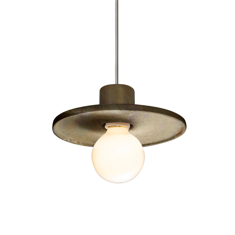 Luminaire suspendu 1 lumière Juliea, Tierra Red Slate, Chrome poli