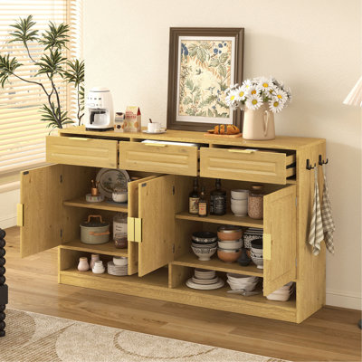 Baynard Wooden Sideboard with 3 Drawers & Adjustable Shelf