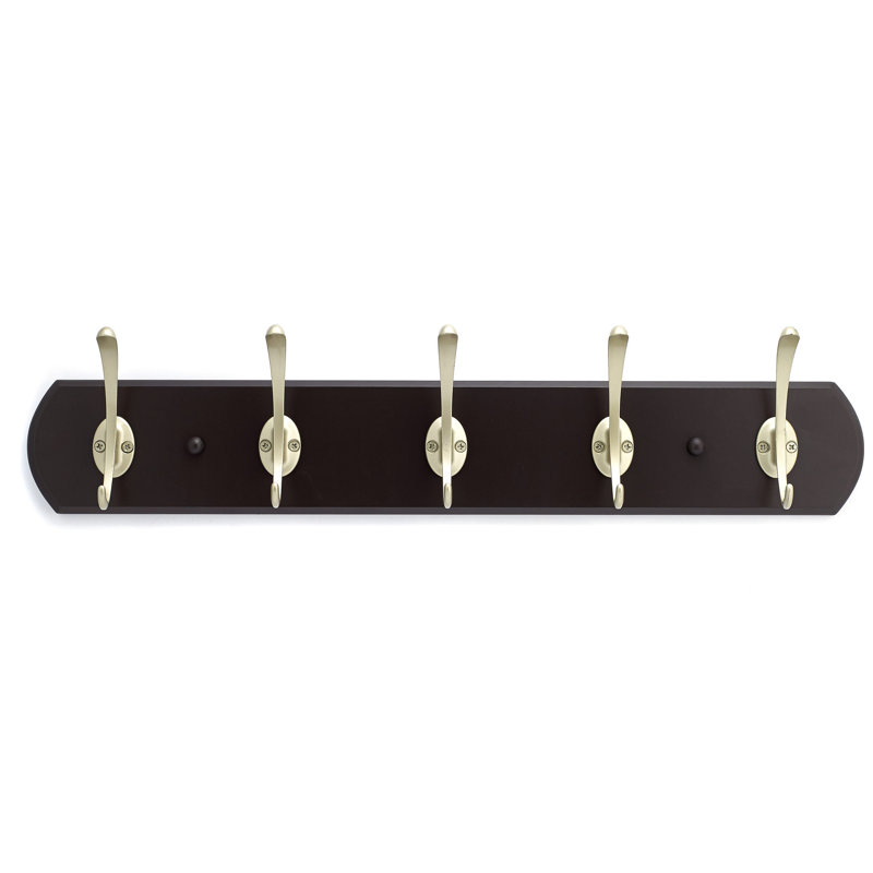 Transitional Wall Mounted Coat Rack, Espresso/Matte Nickel