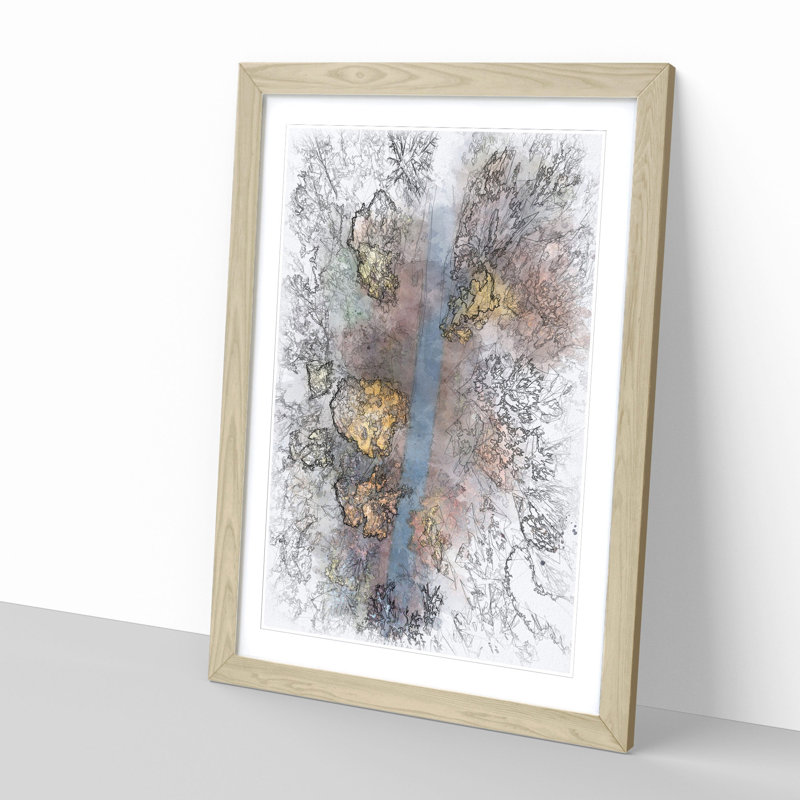 Autumn Road - Single Picture Frame Painting on MDF, 87cm H x 62cm W x 2cm D, Oak Framed