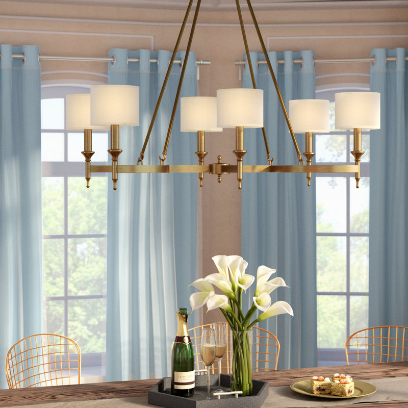 Devona 6-Light Dimmable Shaded Chandelier, Natural Aged Brass