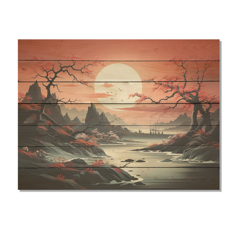 «China River Landscape Wonders - China On Wood Print», H 10 po x l 20 po x P 0,78 po