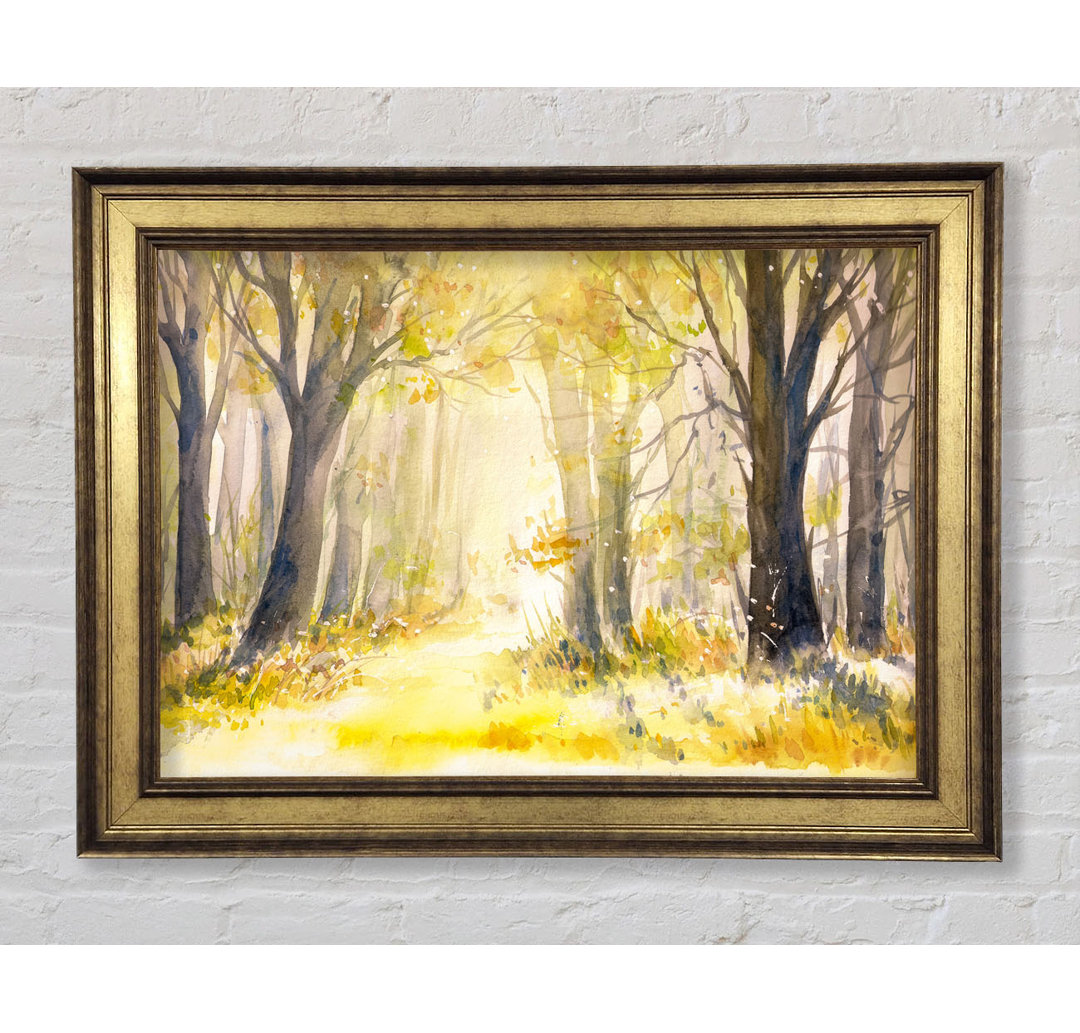 Gelber Wald Waldland Aquarell - Druck