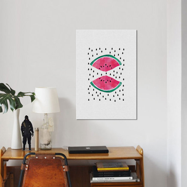 « pastèque slice », impression sur toile, H 18 po x l 12 po x P 1,5 po, Toile tendue, Pas de tapis