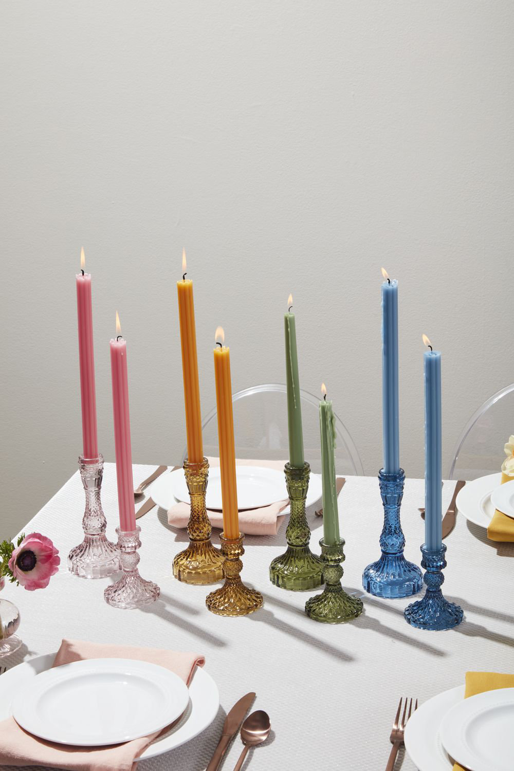 Eliana Glass Candlestick Holder, Blue