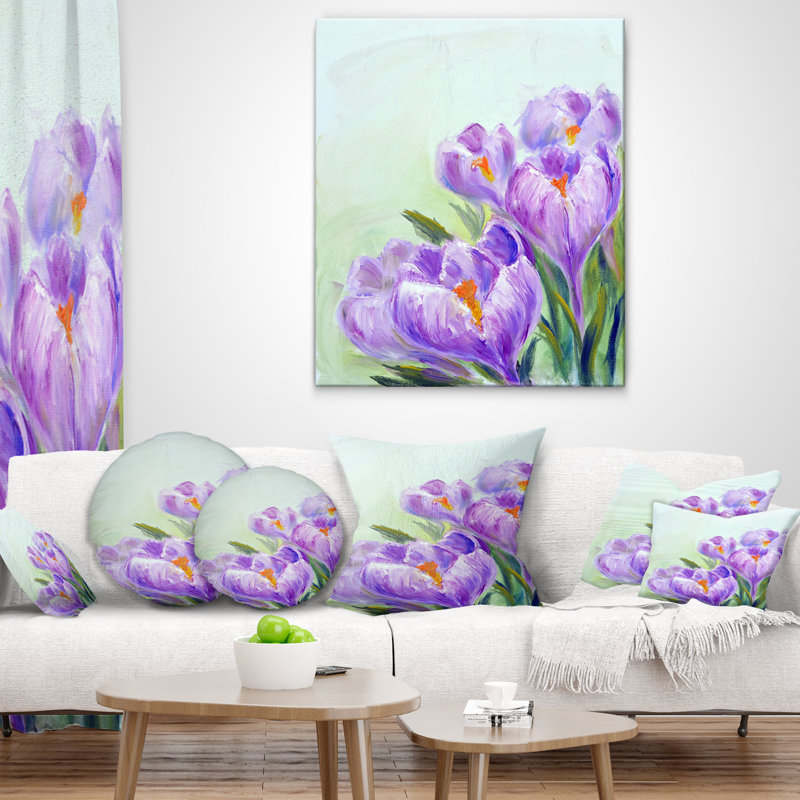 Crocuses regardant dans le ciel - coussin à imprimé floral