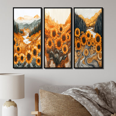Autrum tournesols champ dans la forêt I - Collection de décorations murales traditionnelles