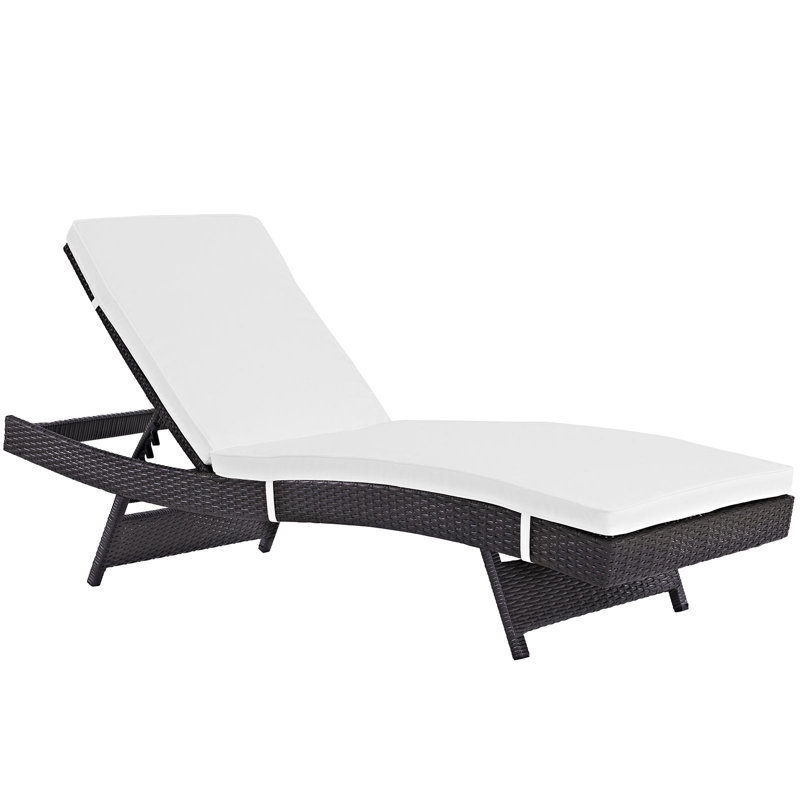 Peer Outdoor Patio Chaise, Espresso, White