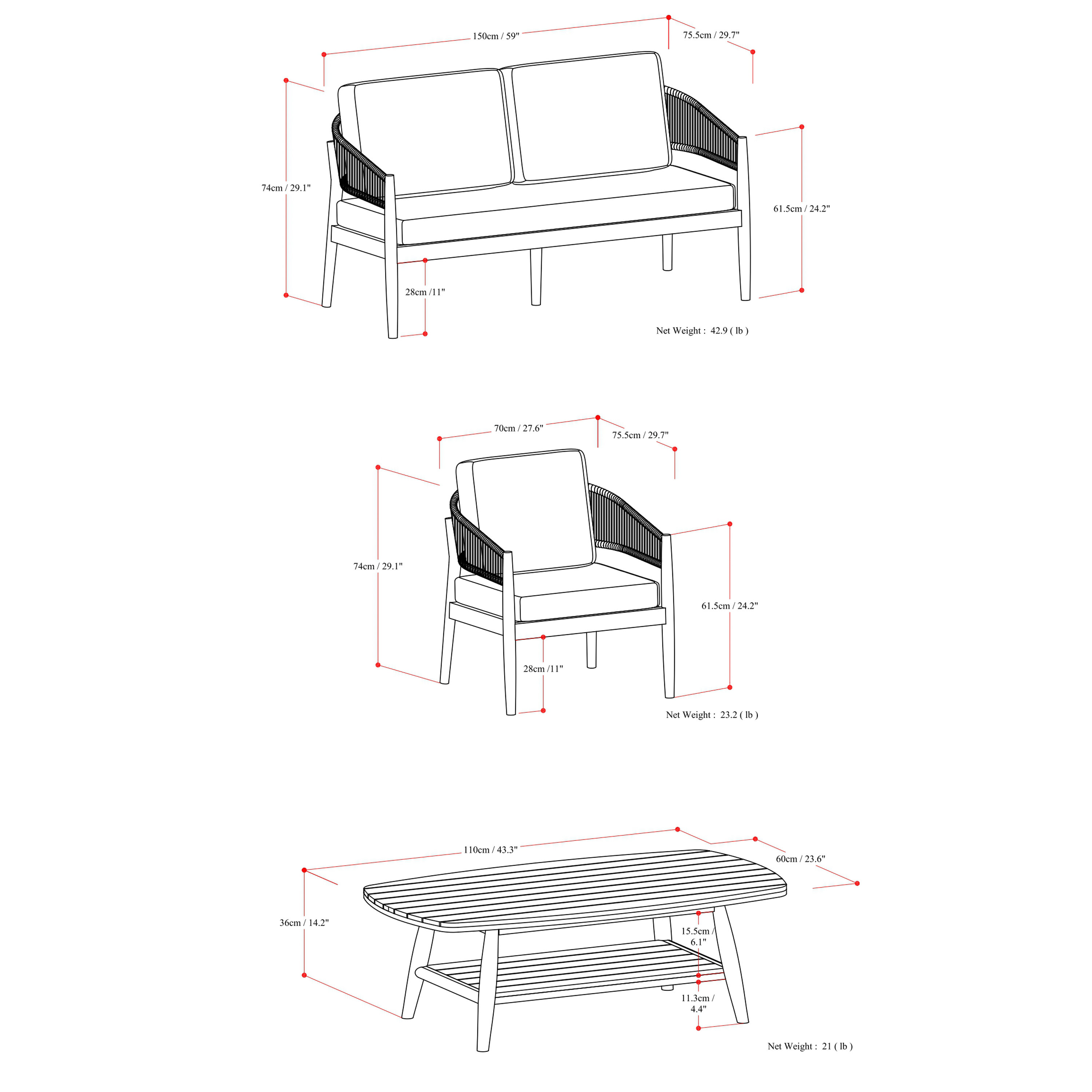 SIMPLIHOME Tavolino Bayshore In Acacia Massello – 110 Cm, Teak Chiaro, Doghe, Per Esterno