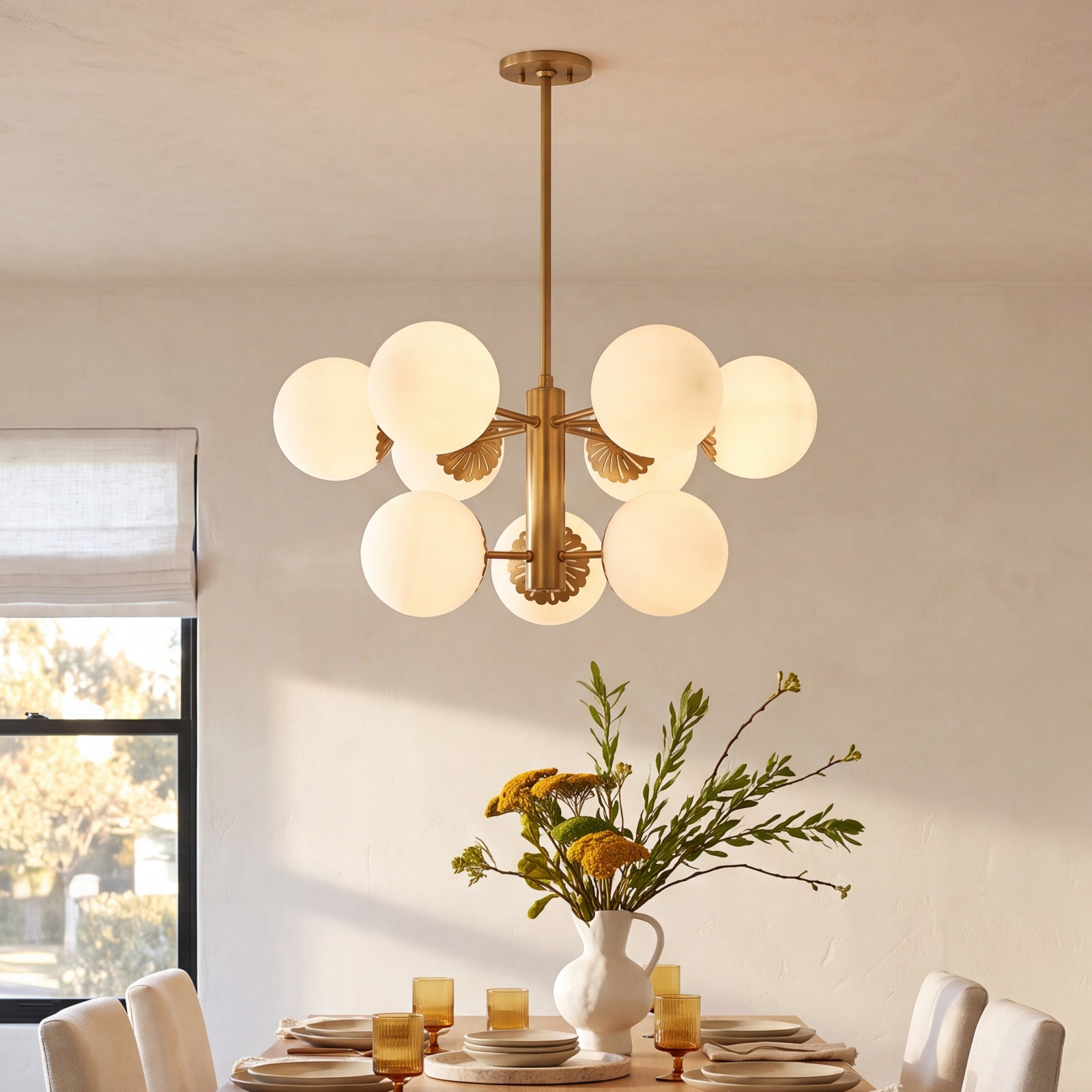 Deniaud 9 - Light Sputnik Chandelier, Old Bronze