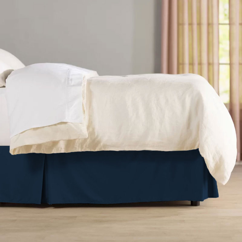 14" Soft Microfiber Bed Skirt - Basics by Wayfair™, King, Navy