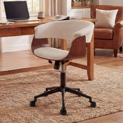 Comfortable Adjustable Office Chair With Padded Seat And Back, Swivel Computer Desk Chair With Wheels, Beige