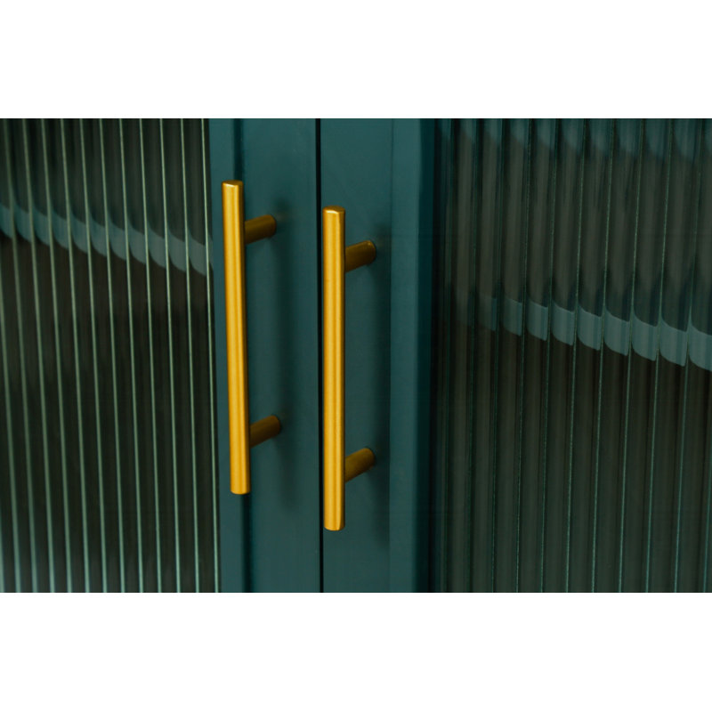 Armoire de rangement en bois, Bleu marine / doré