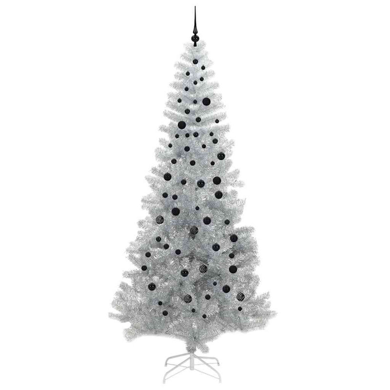 vidaXL Christmas Tree with 300 LEDs with Stand Silver PET, 7.87 ft
