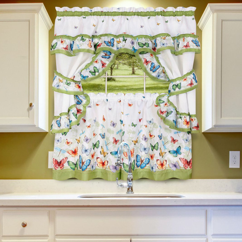 Tejeda Ruffled Kitchen Curtain, 57" W x 36" L