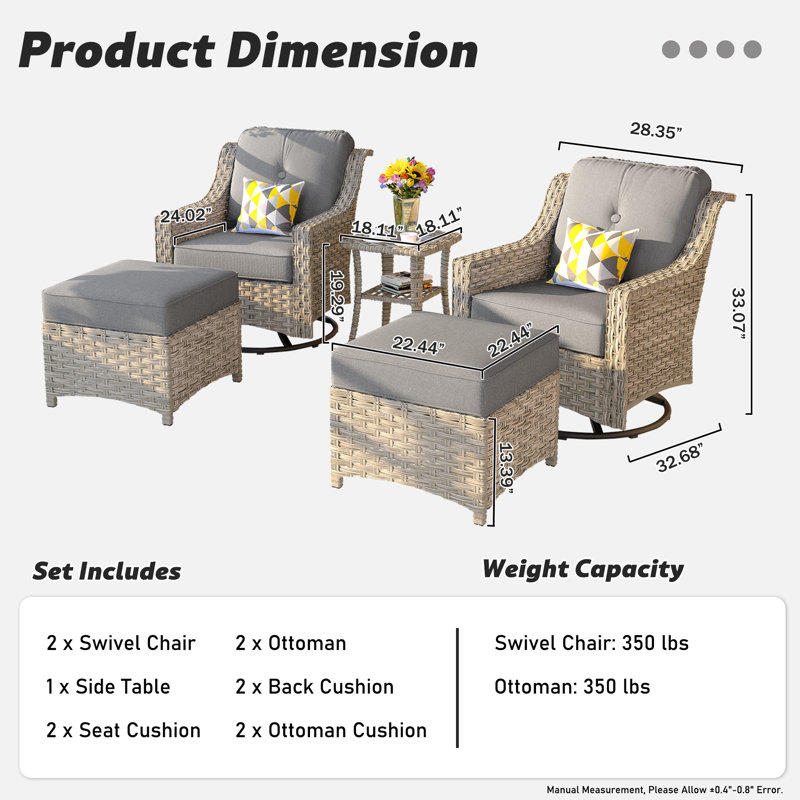 Daliya Wicker 4 - Person Patio Conversation Set with Cushions, Gray