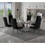 Ensemble de table de salle à manger 7 pièces en chrome argenté avec 6 chaises capitonnées en velours noir-1946851209-1946851211-1946851210