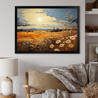 «Yellow Blue Prairies Whispers Patchwork II», reproduction sur toile